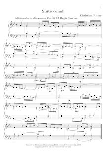Partition  C minor, clavecin , Ritter, Christian