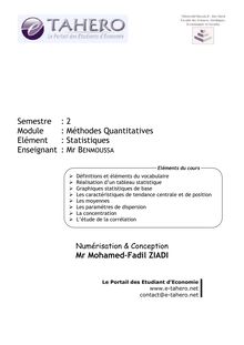 Semestre : 2 Module : Méthodes Quantitatives Elément ...