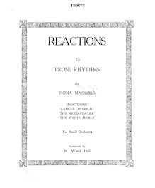 Partition complète, Reactions to Prose rhythms of Fiona MacLeod