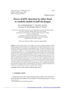 Power of QTL detection by either fixed or random models in half-sib designs