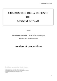 Compte Rendu de la Commission de la Défense Nationale et des forces armées du Modem du Var