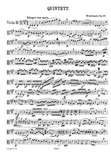 Partition viole de gambe 2, corde quintette No.1, Op.18, A Major