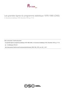 Les grandes lignes du programme statistique 1976-1980 (CNS) - article ; n°1 ; vol.83, pg 71-74