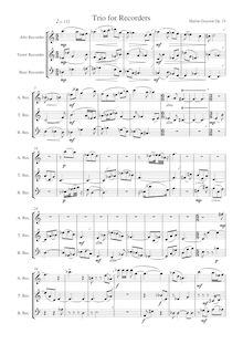 Partition Playing score, Trio pour flûte, hautbois et basson, Grayson, Martin par Martin Grayson