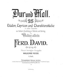 Partition Book 1, 25 Etuden, Capricien und Charakterstucke, David, Ferdinand