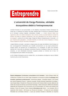 L université de Cergy-Pontoise, véritable écosystème dédié à l entrepreneuriat