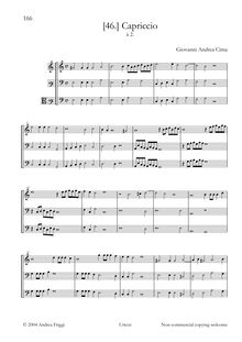 Partition complète avec continuo, Capriccio à 2, Cima, Giovanni Paolo