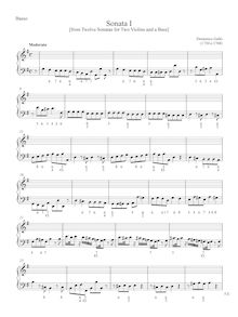 Partition Continuo, 12 sonates pour Two violons et a basse ou an orchestre