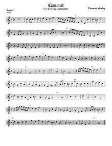 Partition Treble2 viole de gambe, pour First Booke of chansonnettes to Two Voyces par Thomas Morley