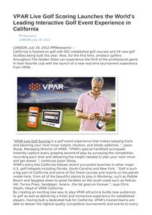 VPAR Live Golf Scoring Launches the World s Leading Interactive Golf Event Experience in California