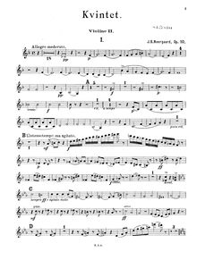 Partition violon II , partie, Piano quintette, F major, Neergaard, Joachim