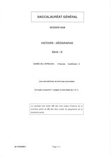 BAC Histoire Geographie 2008 S