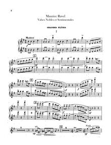 Partition flûte 1/2, Valses nobles et sentimentales, Ravel, Maurice