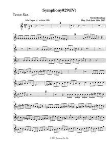 Partition ténor saxophone, Symphony No.29, B♭ major, Rondeau, Michel