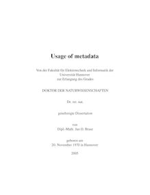 Usage of metadata [Elektronische Ressource] / von Jan O. Brase