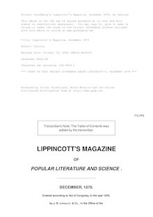 Lippincott s Magazine, December 1878