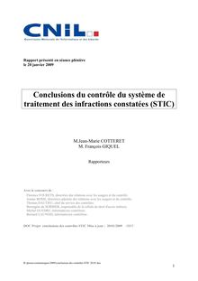 Conclusions du contrôle du système de traitement des infractions constatées (STIC)