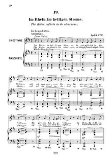 Partition No.2 - Im Rhein, im heiligen Strome (pour Rhine reflects en its clearness), 6 Gesänge, Op.18