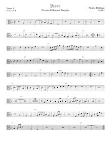 Partition ténor viole de gambe 1, alto clef, Pavana Dolorosa Tregian