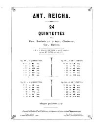 Partition clarinette (en B♭, C), Quintuor en Ut mineur, Op.91 No.6