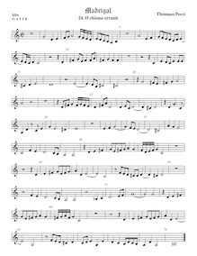 Partition ténor viole de gambe 1, aigu clef, O chiome erranti, Pecci, Tommaso