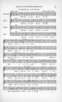 Partition Vocal Score, funebre Anthem, C major, Wolf, Ernst Wilhelm