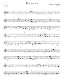 Partition ténor viole de gambe 1, aigu clef, Fantasia pour 4 violes de gambe par John Coperario