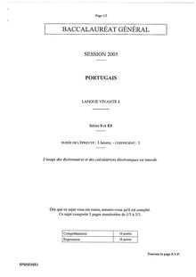Baccalaureat 2005 lv1 portugais sciences economiques et sociales