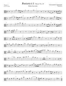 Partition ténor viole de gambe 1, alto clef, Fantasia pour 5 violes de gambe, RC 45
