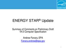 ENERGY STAR Update on Computer Revisions and Comment Summary