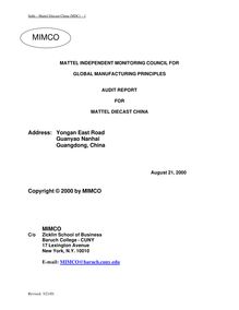 MIMCO MDC AUDIT REPORT