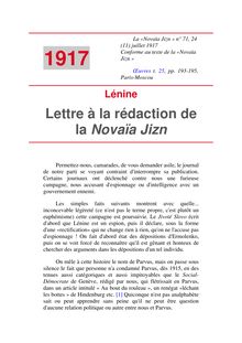 Lettre à la rédaction de la Novaïa  Jizn