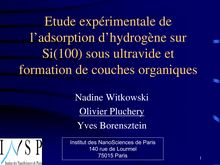 Etude expérimentale de l’adsorption d’hydrogène sur Si(100) sous  ultravide et formation de couches