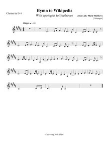 Partition E♭ clarinette 4, Hymn to Wikipedia, D major, Matthews, John-Luke Mark