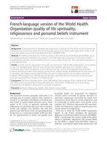French-language version of the World Health Organization quality of life spirituality, religiousness and personal beliefs instrument