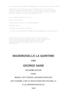 Mademoiselle La Quintinie par George Sand