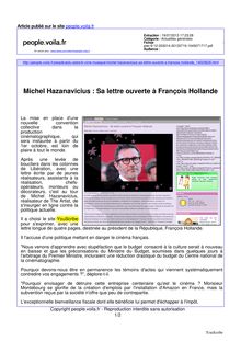 Michel Hazanavicius : Sa lettre ouverte à François Hollande