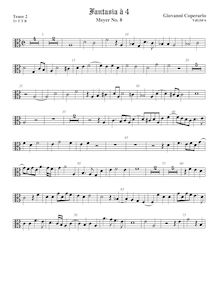 Partition ténor viole de gambe 2, alto clef, Fantasia pour 4 violes de gambe par John Coperario