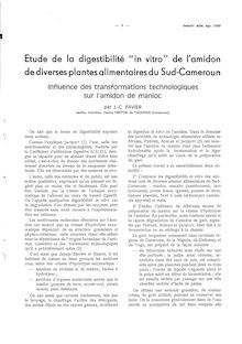 Etude de la digestibilité in vitro de l amidon de diverses plantes  alimentaires du Sud-Cameroun 