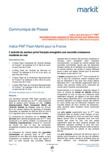 Secteur privé français : l activité du secteur enregistre une nouvelle croissance modérée en mai