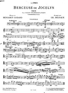 Partition de violoncelle, Jocelyn, Op.100, Godard, Benjamin