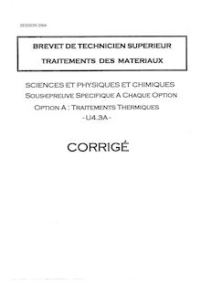 Corrige BTSTM Sciences physiques et chimiques 2004 THERMIQUES