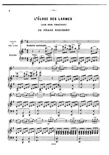 Partition de piano, Lob der Tränen, D.711 (Op.13/2), In Praise of Tears L Éloge des Larmes