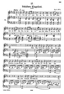 Partition complète, Schäfers Klagelied, D.121 (Op.3 No.1), Shepherd s Lament