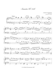 Partition Sonata K.216, 100 clavier sonates, Scarlatti, Domenico