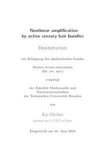 Nonlinear amplification by active sensory hair bundles [Elektronische Ressource] / von Kai Dierkes