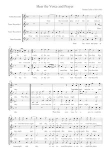 Partition Playing score (enregistrement  clefs), Hear pour voix et Prayer