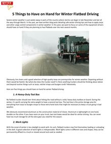 5 Things to Have on Hand for Winter Flatbed Driving