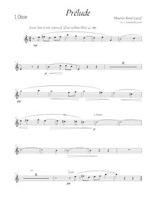 Partition hautbois, Prélude, Prelude, Ravel, Maurice
