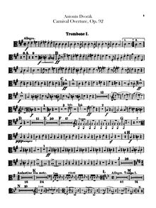 Partition Trombone 1, 2, 3, Tuba, Carnival Overture, Karneval, Dvořák, Antonín